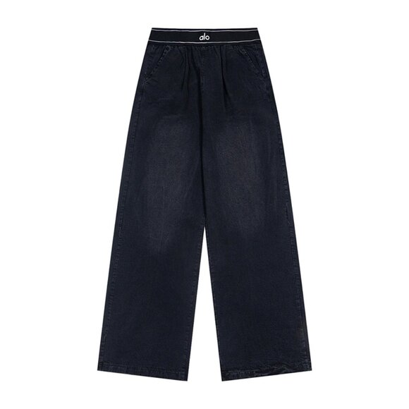 Alo Yoga Tencel Denim Wide Leg Pants Washed Black